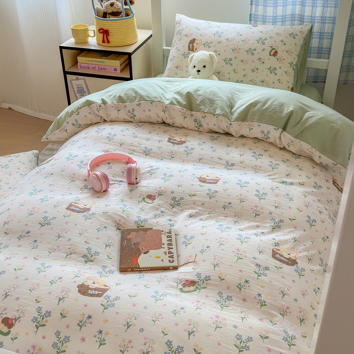 91家纺网 家纺一手货源 找家纺 沐芷 2025 开学季学生宿舍三件套 水洗棉四件套被套床单 午后时光