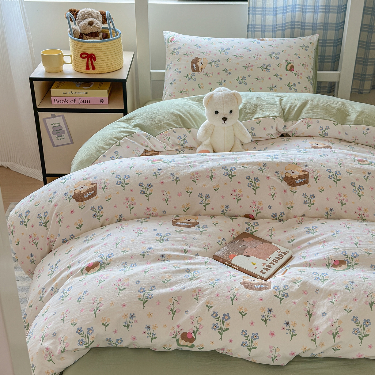 91家纺网 家纺一手货源 找家纺 沐芷 2025 开学季学生宿舍三件套 水洗棉四件套被套床单 午后时光