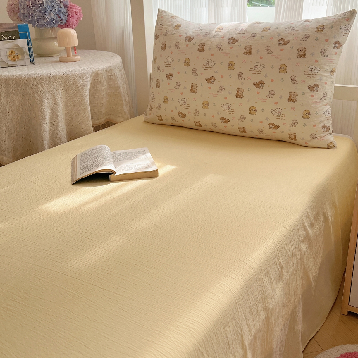 91家纺网 家纺一手货源 找家纺 繁花家居 2025新款木棉爆款学生床三件套四件套跑量款 狗狗家族