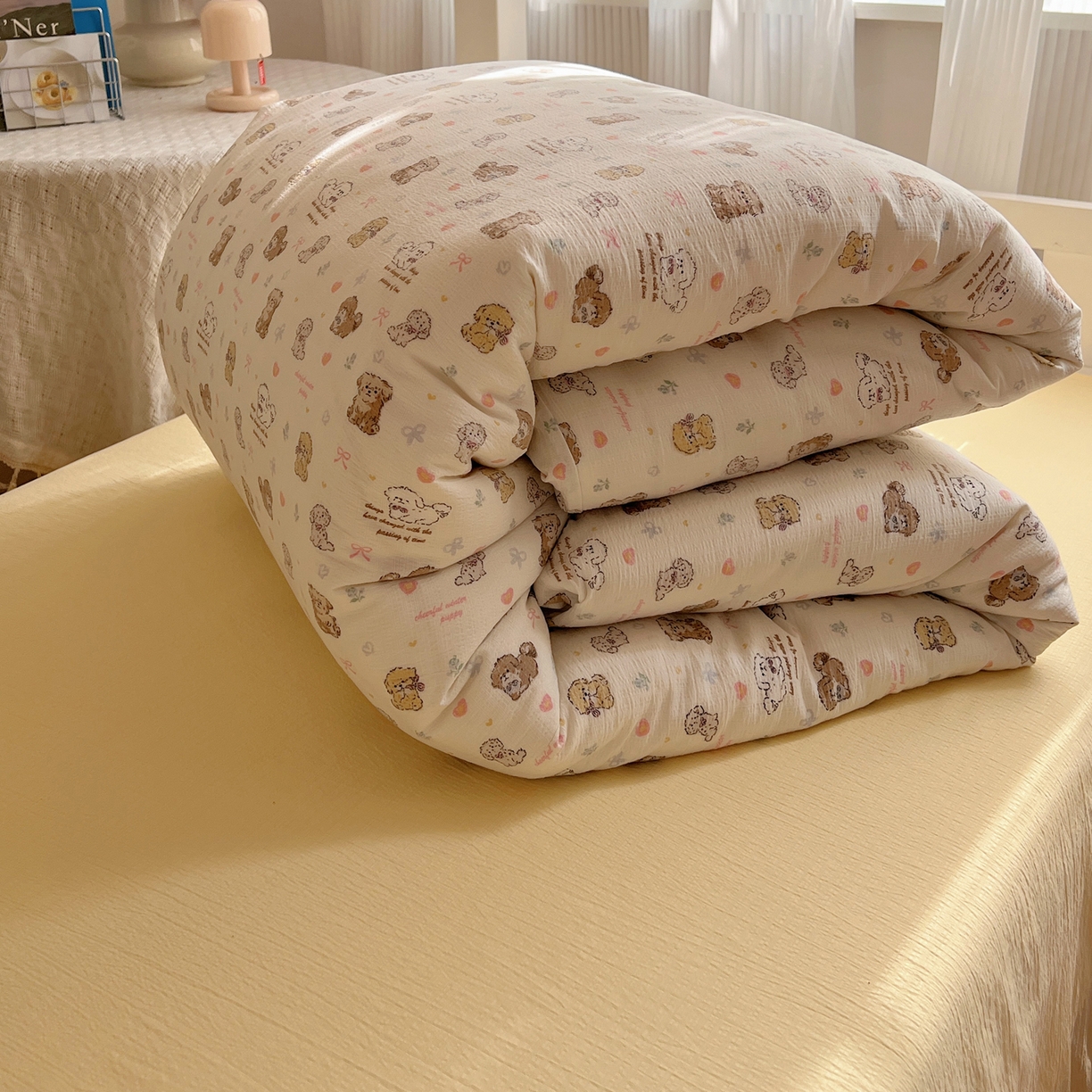 91家纺网 家纺一手货源 找家纺 繁花家居 2025新款木棉爆款学生床三件套四件套跑量款 狗狗家族