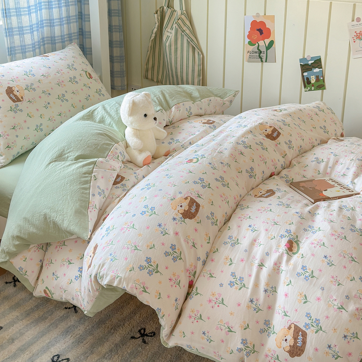 91家纺网 家纺一手货源 找家纺 沐芷 2025 开学季学生宿舍三件套 水洗棉四件套被套床单 午后时光