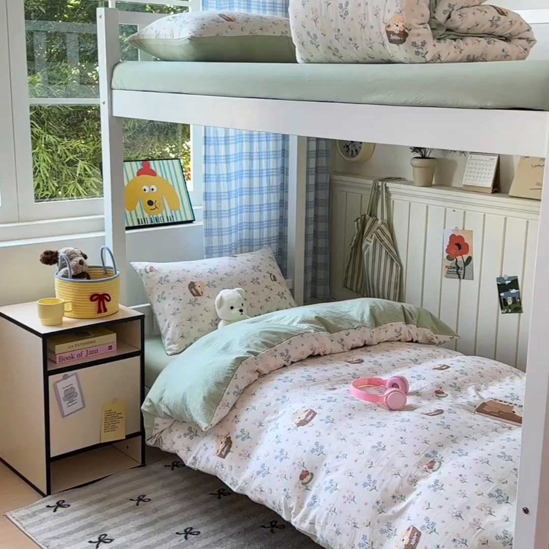 91家纺网 家纺一手货源 找家纺 沐芷 2025 开学季学生宿舍三件套 水洗棉四件套被套床单 午后时光