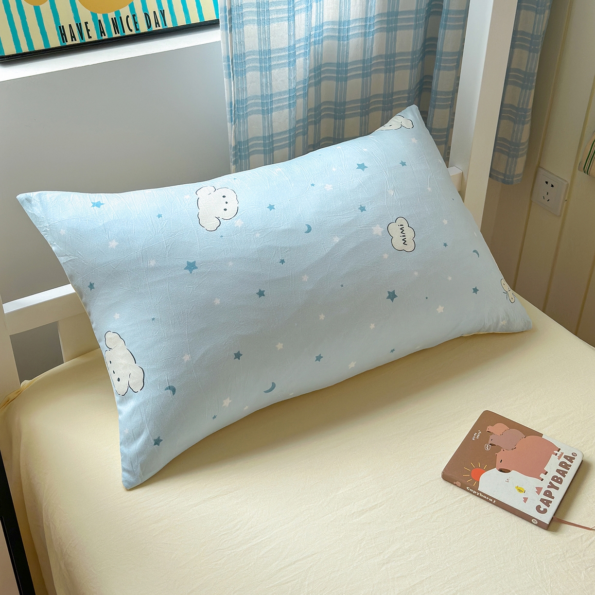 91家纺网 家纺一手货源 找家纺 沐芷 2025 开学季学生宿舍三件套 水洗棉四件套被套床单 星空狗