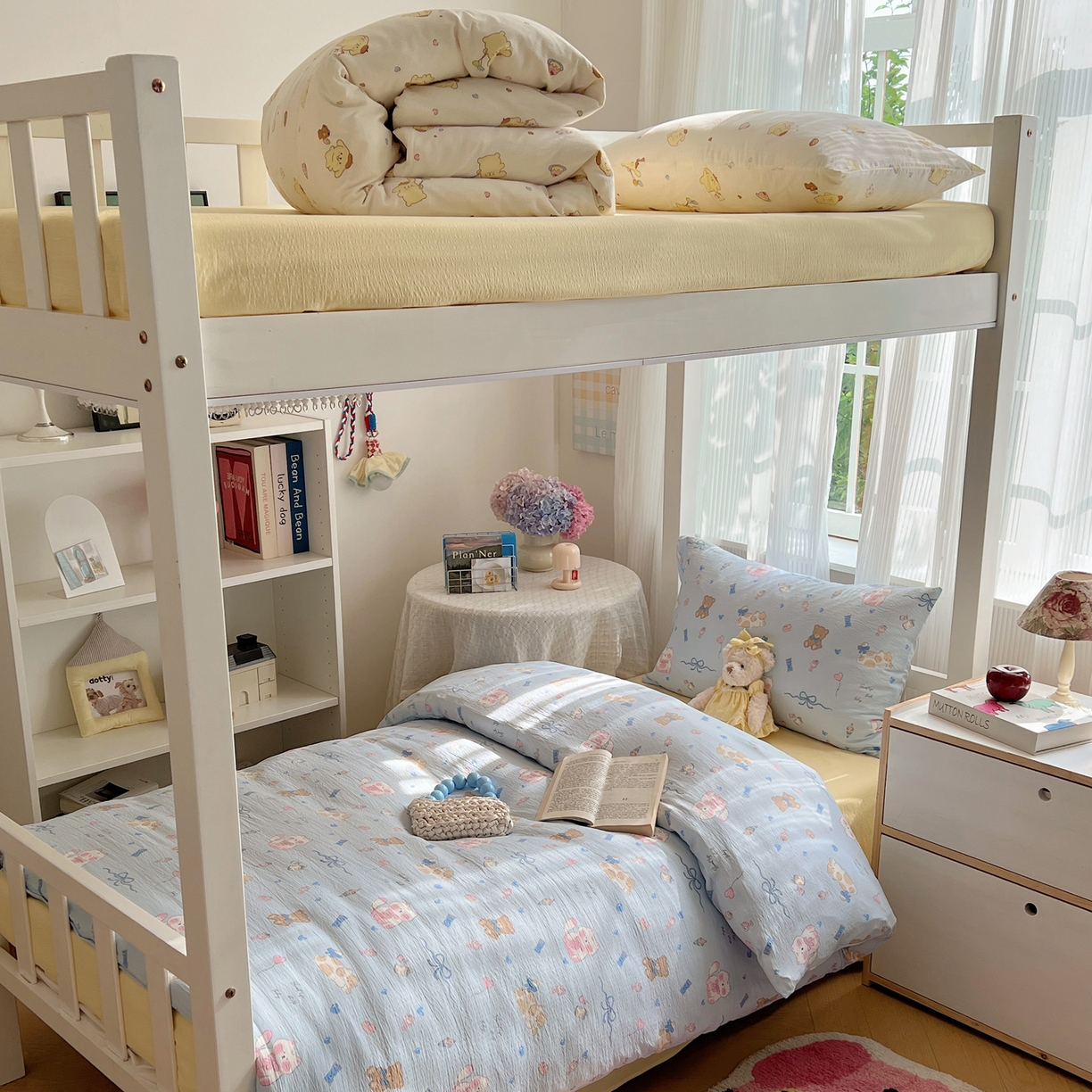 繁花家居 2025新款木棉爆款学生床三件套四件套跑量款 小猫时光-蓝