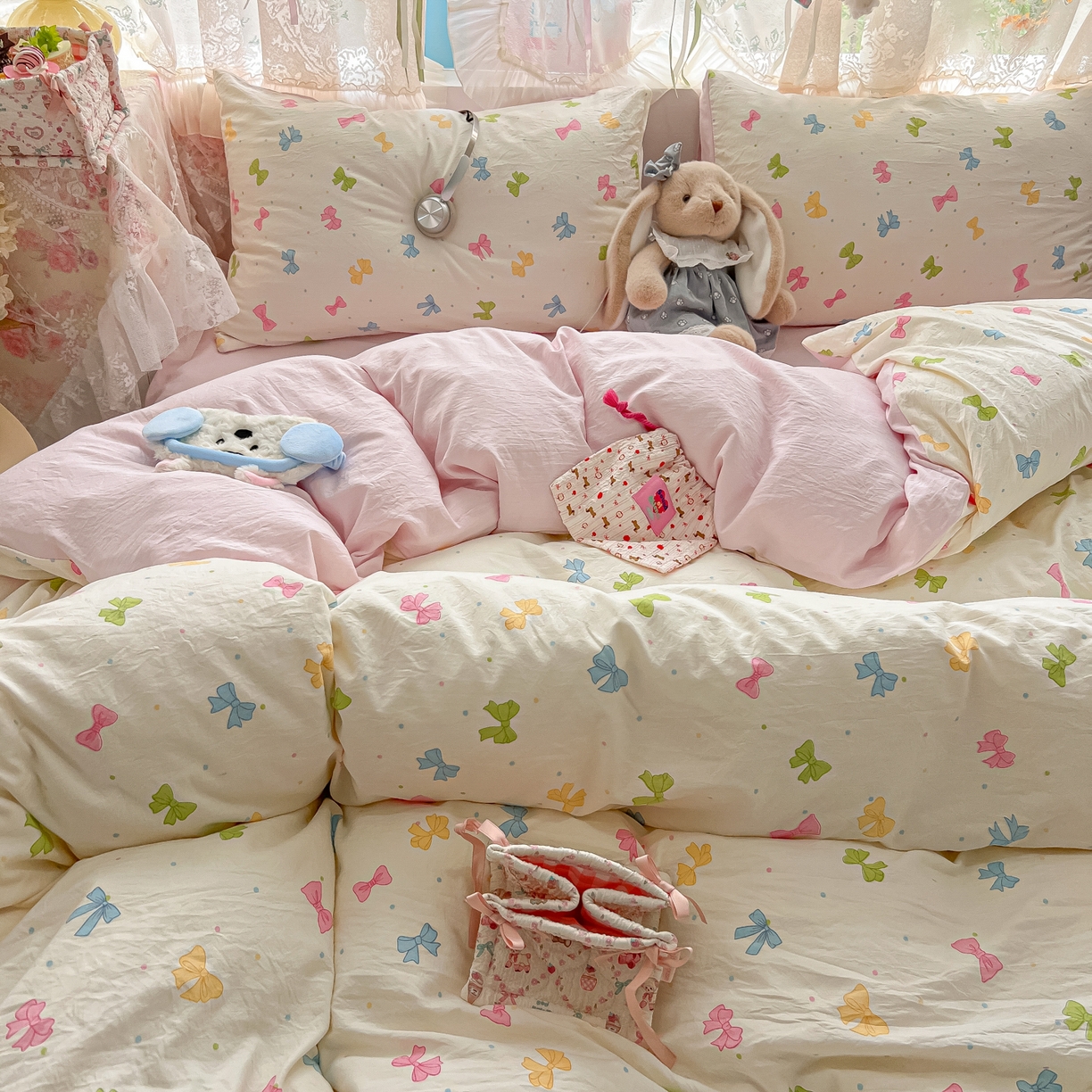 91家纺网 家纺一手货源 找家纺 （总）盼季家纺 2025新款A类水洗棉印花双拼床上用品四件套学生宿舍床笠三件套