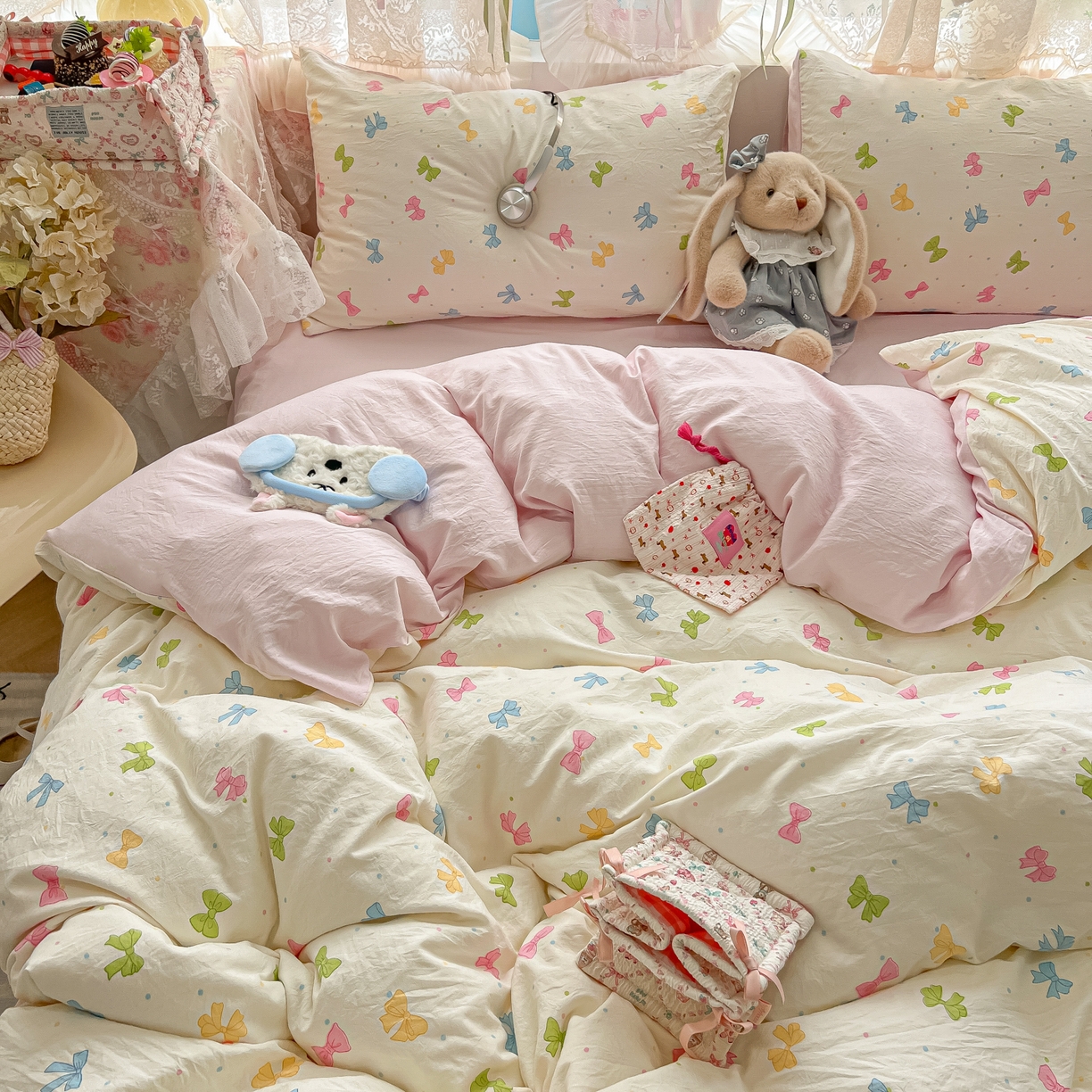 91家纺网 家纺一手货源 找家纺 （总）盼季家纺 2025新款A类水洗棉印花双拼床上用品四件套学生宿舍床笠三件套