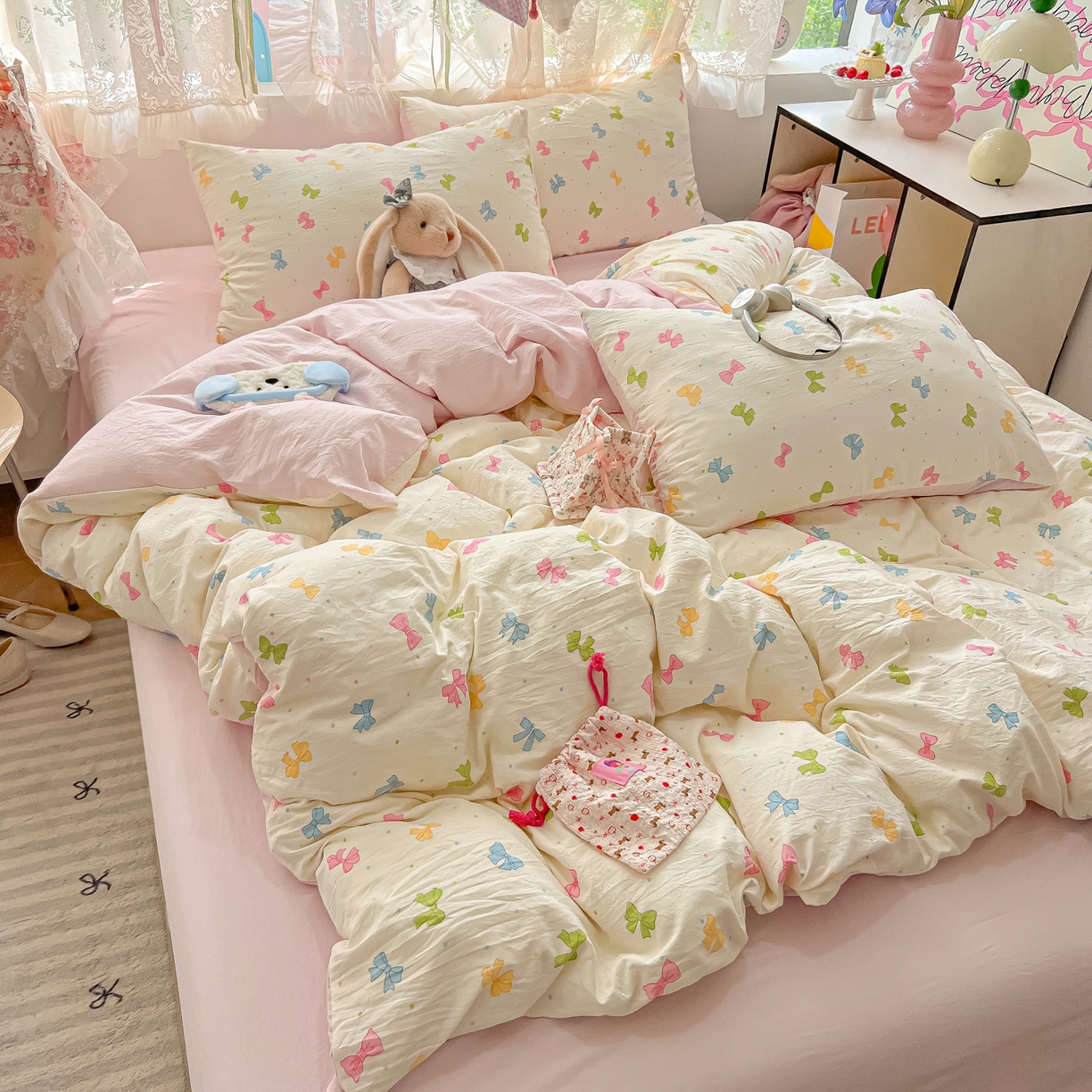 91家纺网 家纺一手货源 找家纺 （总）盼季家纺 2025新款A类水洗棉印花双拼床上用品四件套学生宿舍床笠三件套