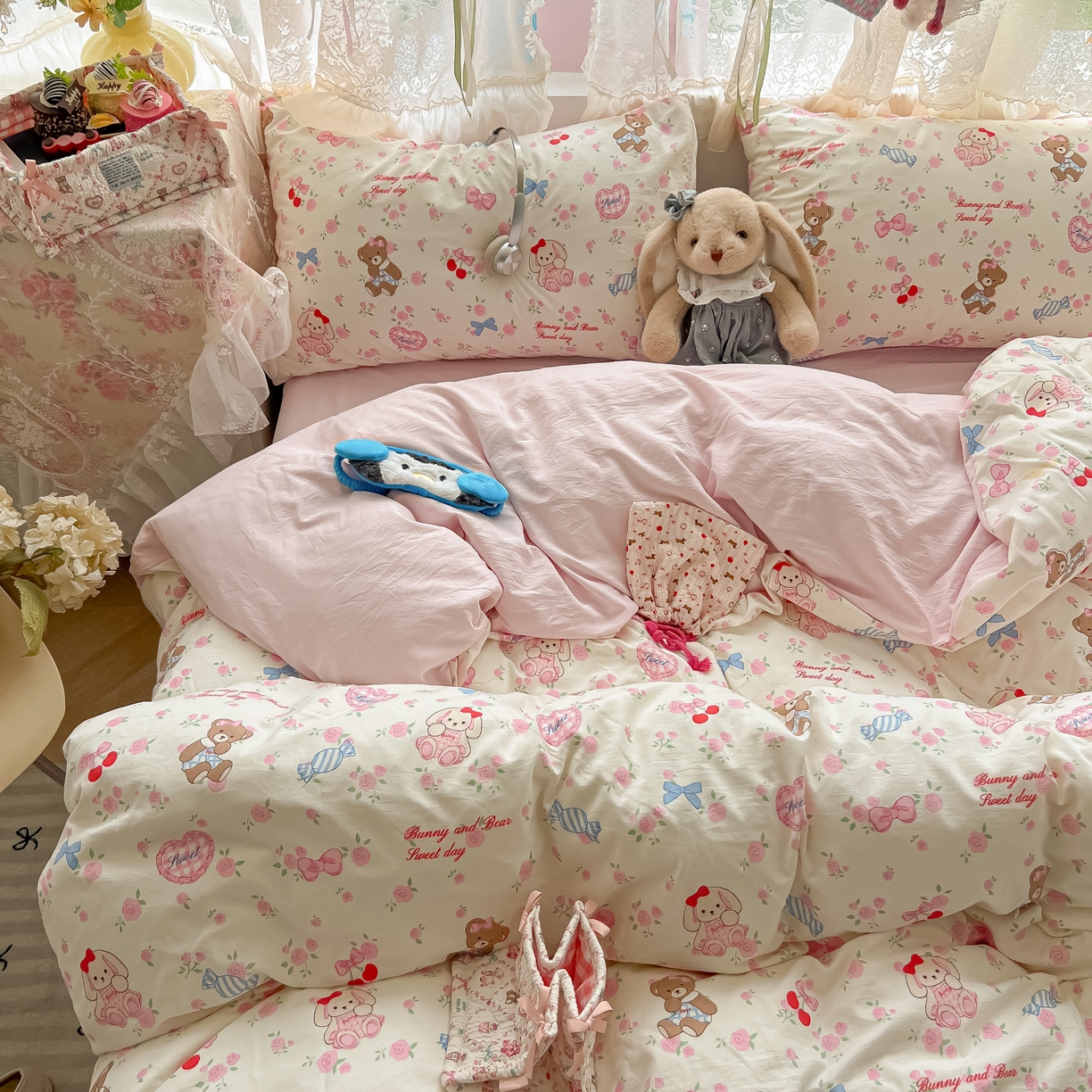 91家纺网 家纺一手货源 找家纺 （总）盼季家纺 2025新款A类水洗棉印花双拼床上用品四件套学生宿舍床笠三件套