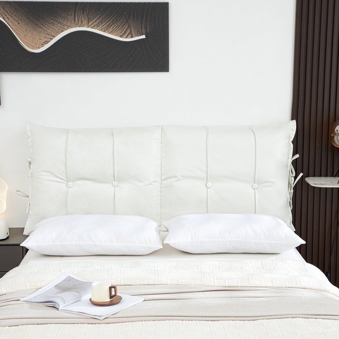 91家纺网 家纺一手货源 找家纺 沐沐家纺2026新款油蜡皮床头靠背 白色