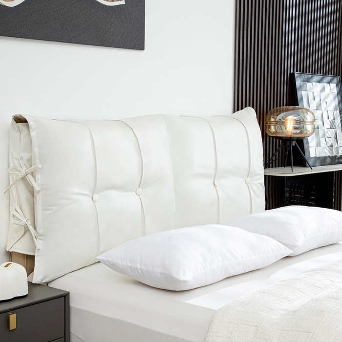 91家纺网 家纺一手货源 找家纺 沐沐家纺2026新款油蜡皮床头靠背 白色