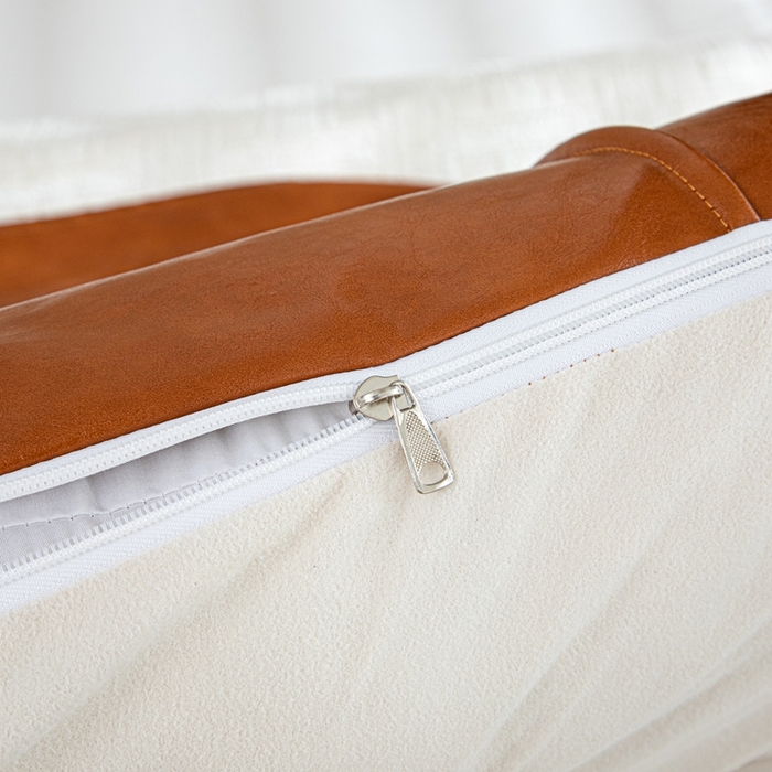 91家纺网 家纺一手货源 找家纺 沐沐家纺2026新款油蜡皮床头靠背 橙色