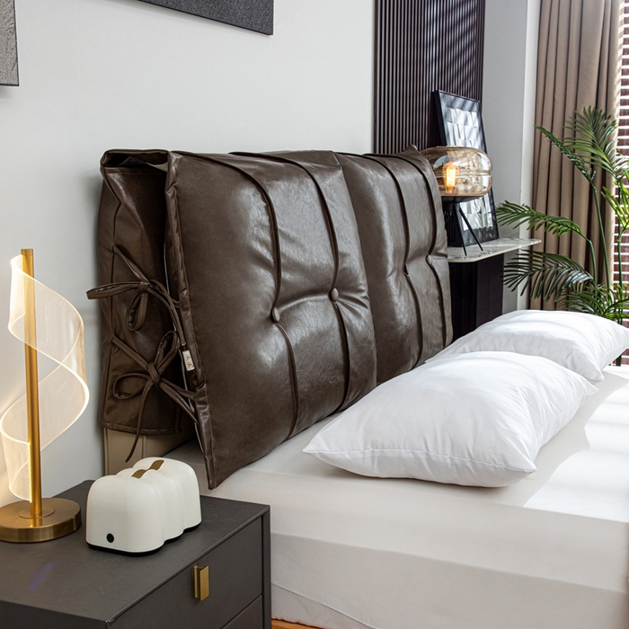 91家纺网 家纺一手货源 找家纺 沐沐家纺2026新款油蜡皮床头靠背 咖色