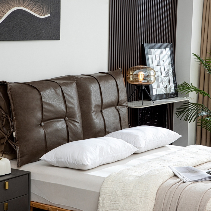 91家纺网 家纺一手货源 找家纺 沐沐家纺2026新款油蜡皮床头靠背 咖色