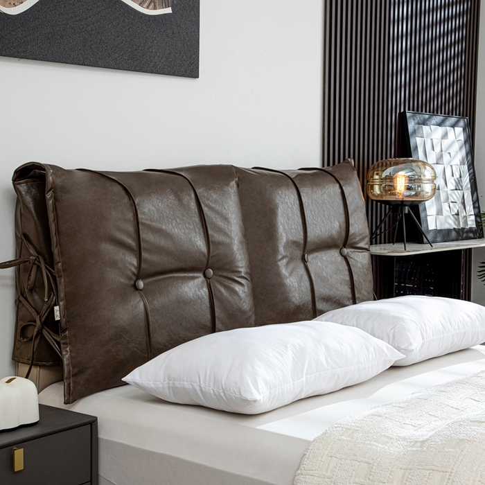 91家纺网 家纺一手货源 找家纺 沐沐家纺2026新款油蜡皮床头靠背 咖色