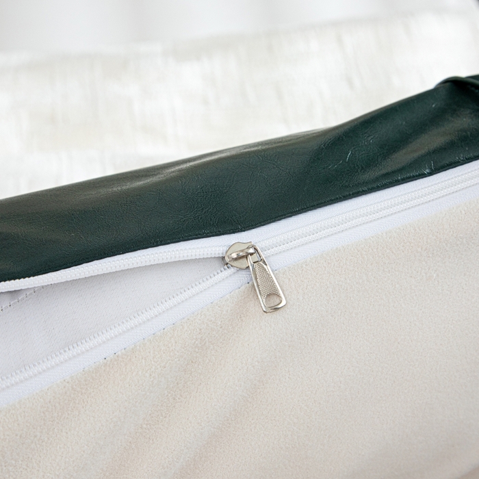 91家纺网 家纺一手货源 找家纺 沐沐家纺2026新款油蜡皮床头靠背 墨绿