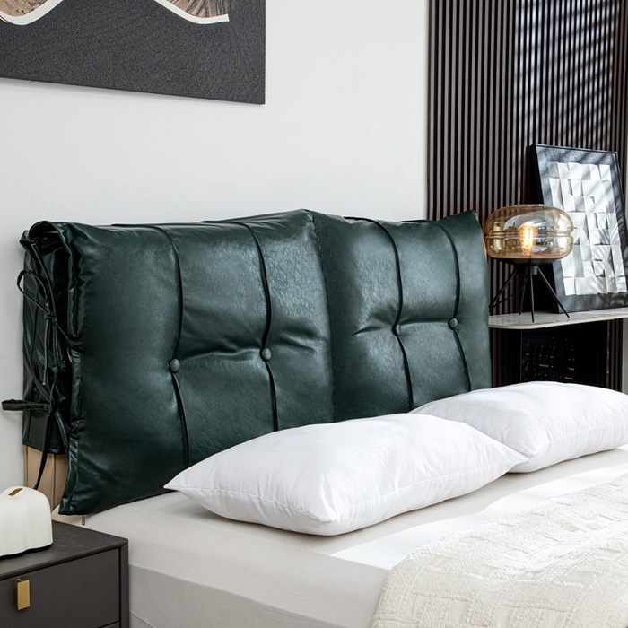 91家纺网 家纺一手货源 找家纺 沐沐家纺2026新款油蜡皮床头靠背 墨绿