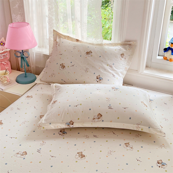 91家纺网 家纺一手货源 找家纺 （总）梦舒羽 2025新款云感双层纱印花枕套宿舍单人枕芯套一对装枕头套