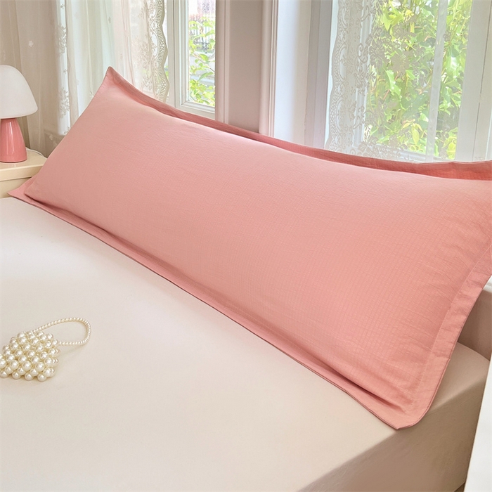 91家纺网 家纺一手货源 找家纺 圣比熊 2025新款云感双层纱印花双人枕套情侣1.5m枕芯套1.8床枕头 告白粉