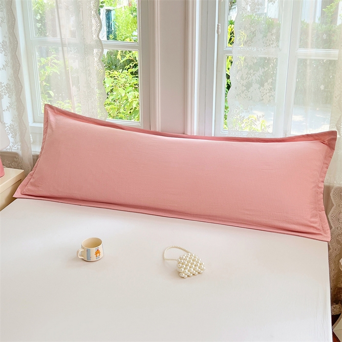 91家纺网 家纺一手货源 找家纺 圣比熊 2025新款云感双层纱印花双人枕套情侣1.5m枕芯套1.8床枕头 告白粉