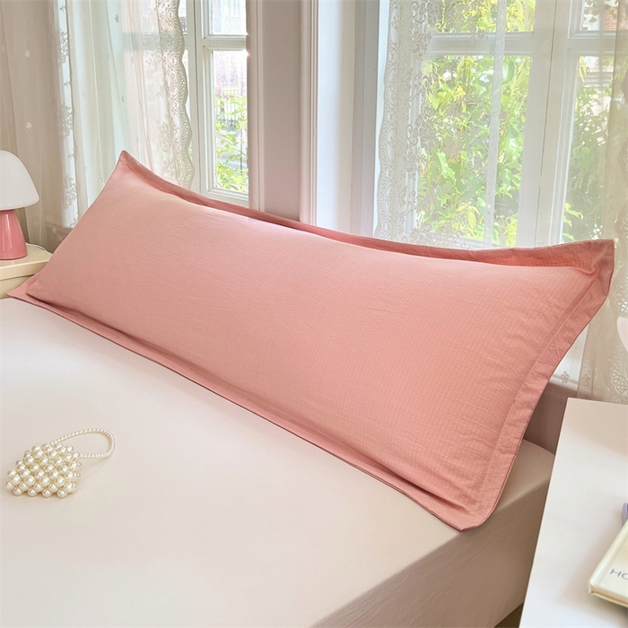 91家纺网 家纺一手货源 找家纺 圣比熊 2025新款云感双层纱印花双人枕套情侣1.5m枕芯套1.8床枕头 告白粉