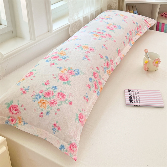 91家纺网 家纺一手货源 找家纺 圣比熊 2025新款云感双层纱印花双人枕套情侣1.5m枕芯套1.8床枕头 朝花夕拾