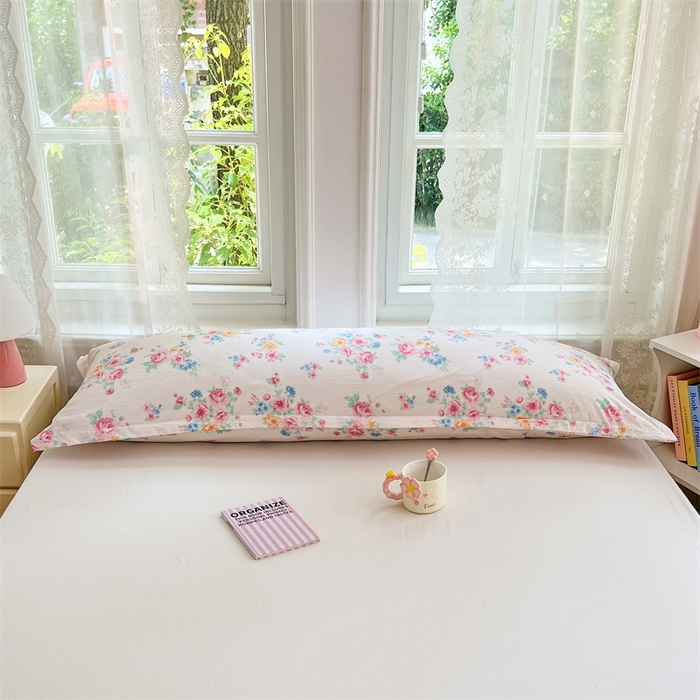 91家纺网 家纺一手货源 找家纺 圣比熊 2025新款云感双层纱印花双人枕套情侣1.5m枕芯套1.8床枕头 朝花夕拾