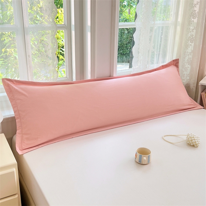 91家纺网 家纺一手货源 找家纺 圣比熊 2025新款云感双层纱印花双人枕套情侣1.5m枕芯套1.8床枕头 告白粉