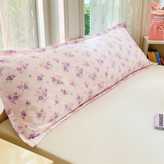 91家纺网 家纺一手货源 找家纺 梦舒羽 2025新款云感双层纱印花双人枕套情侣1.5m枕芯套1.8床枕头 紫薇花园
