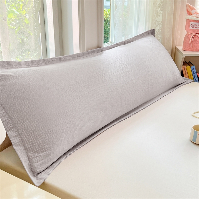 91家纺网 家纺一手货源 找家纺 梦舒羽 2025新款云感双层纱印花双人枕套情侣1.5m枕芯套1.8床枕头 梦境灰