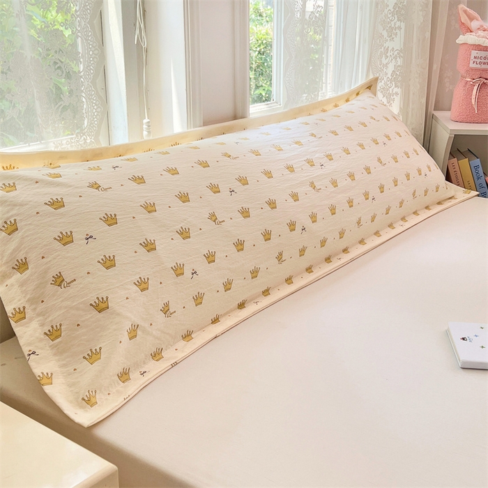 91家纺网 家纺一手货源 找家纺 梦舒羽 2025新款云感双层纱印花双人枕套情侣1.5m枕芯套1.8床枕头 小皇冠