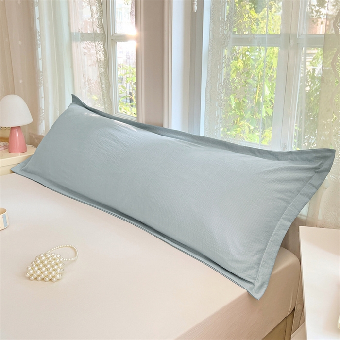 91家纺网 家纺一手货源 找家纺 梦舒羽 2025新款云感双层纱印花双人枕套情侣1.5m枕芯套1.8床枕头 夏日蓝