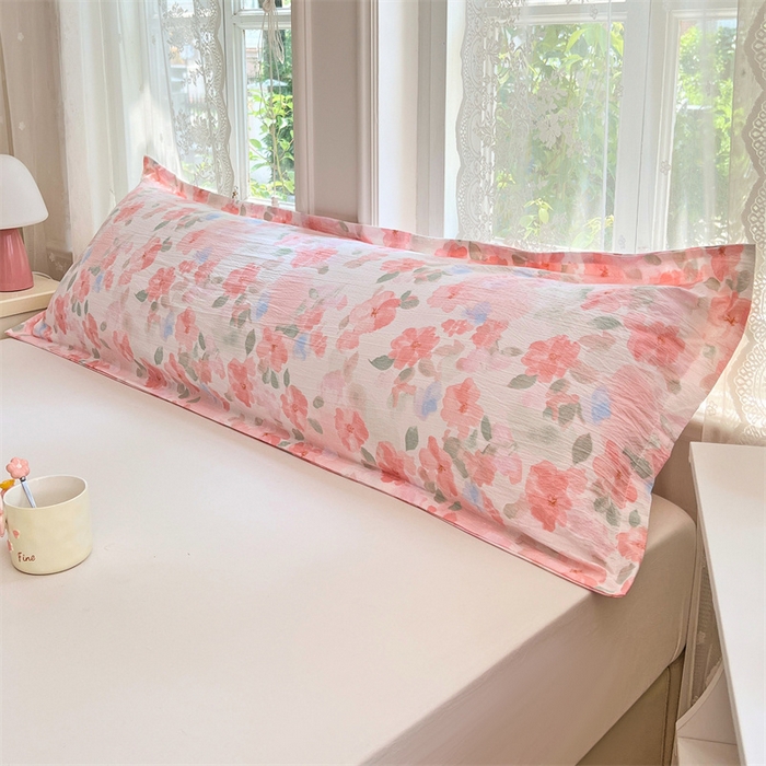 91家纺网 家纺一手货源 找家纺 梦舒羽 2025新款云感双层纱印花双人枕套情侣1.5m枕芯套1.8床枕头 倾城之恋