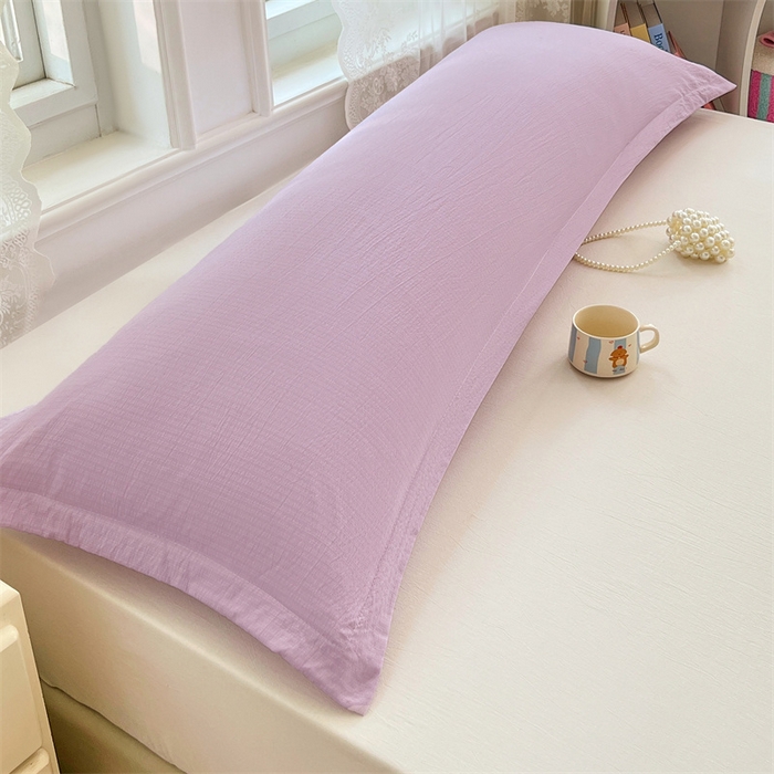 91家纺网 家纺一手货源 找家纺 梦舒羽 2025新款云感双层纱印花双人枕套情侣1.5m枕芯套1.8床枕头 暮山紫