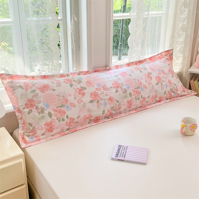 91家纺网 家纺一手货源 找家纺 梦舒羽 2025新款云感双层纱印花双人枕套情侣1.5m枕芯套1.8床枕头 倾城之恋