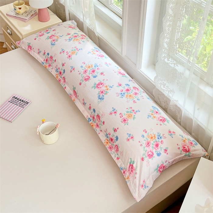 91家纺网 家纺一手货源 找家纺 梦舒羽 2025新款云感双层纱印花双人枕套情侣1.5m枕芯套1.8床枕头 朝花夕拾