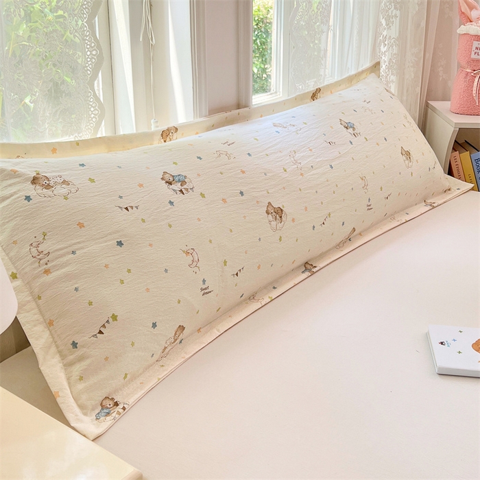 梦舒羽 2025新款云感双层纱印花双人枕套情侣1.5m枕芯套1.8床枕头 假日小熊