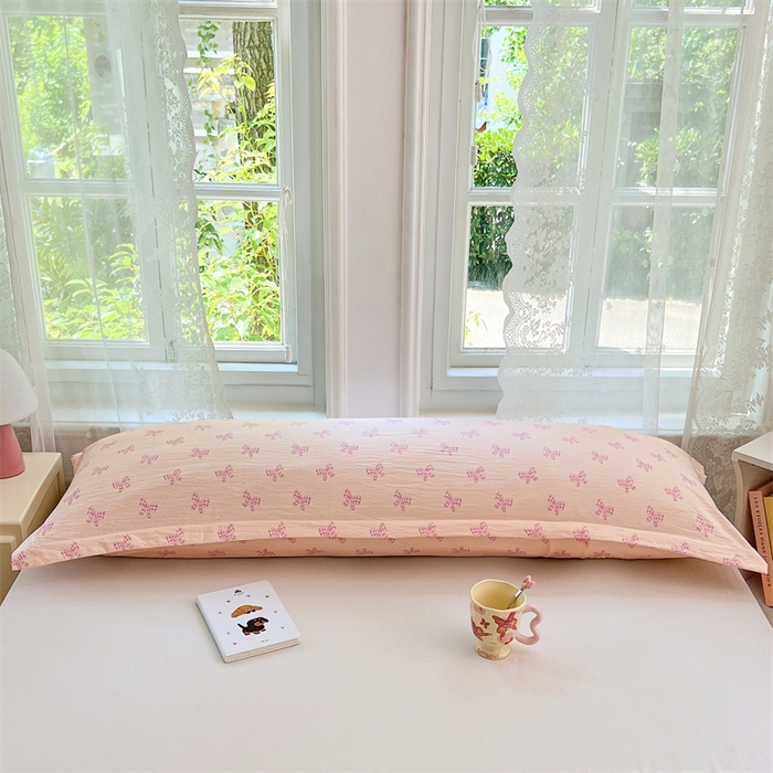 91家纺网 家纺一手货源 找家纺 梦舒羽 2025新款云感双层纱印花双人枕套情侣1.5m枕芯套1.8床枕头 少女物语