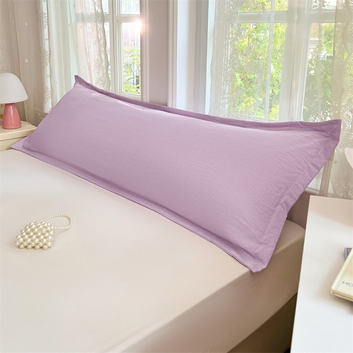 91家纺网 家纺一手货源 找家纺 梦舒羽 2025新款云感双层纱印花双人枕套情侣1.5m枕芯套1.8床枕头 暮山紫