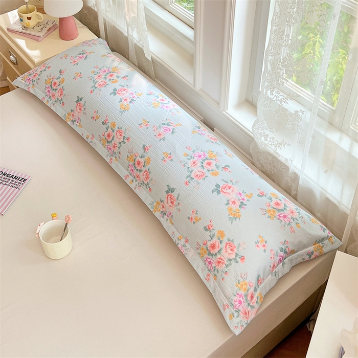 91家纺网 家纺一手货源 找家纺 梦舒羽 2025新款云感双层纱印花双人枕套情侣1.5m枕芯套1.8床枕头 繁花入梦