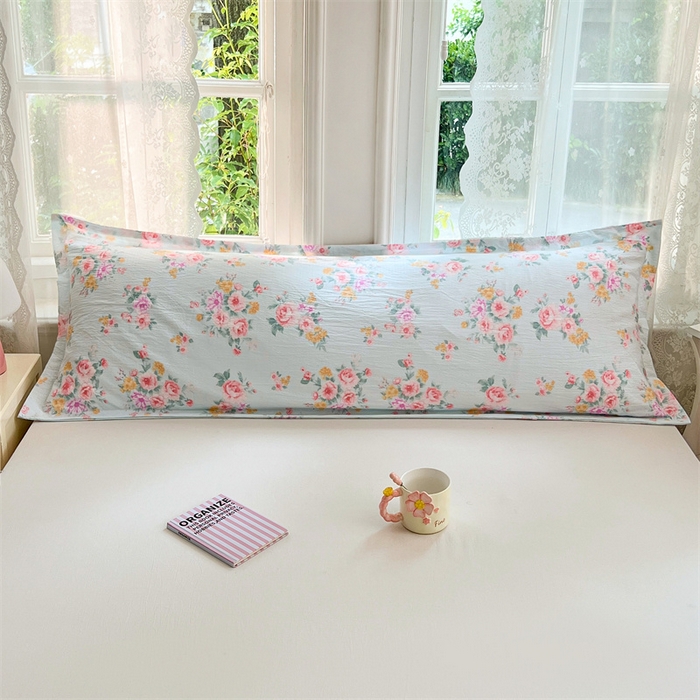 91家纺网 家纺一手货源 找家纺 梦舒羽 2025新款云感双层纱印花双人枕套情侣1.5m枕芯套1.8床枕头 繁花入梦