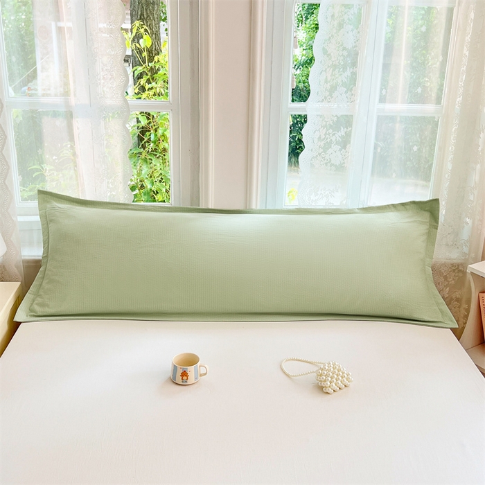 91家纺网 家纺一手货源 找家纺 梦舒羽 2025新款云感双层纱印花双人枕套情侣1.5m枕芯套1.8床枕头 抹茶绿