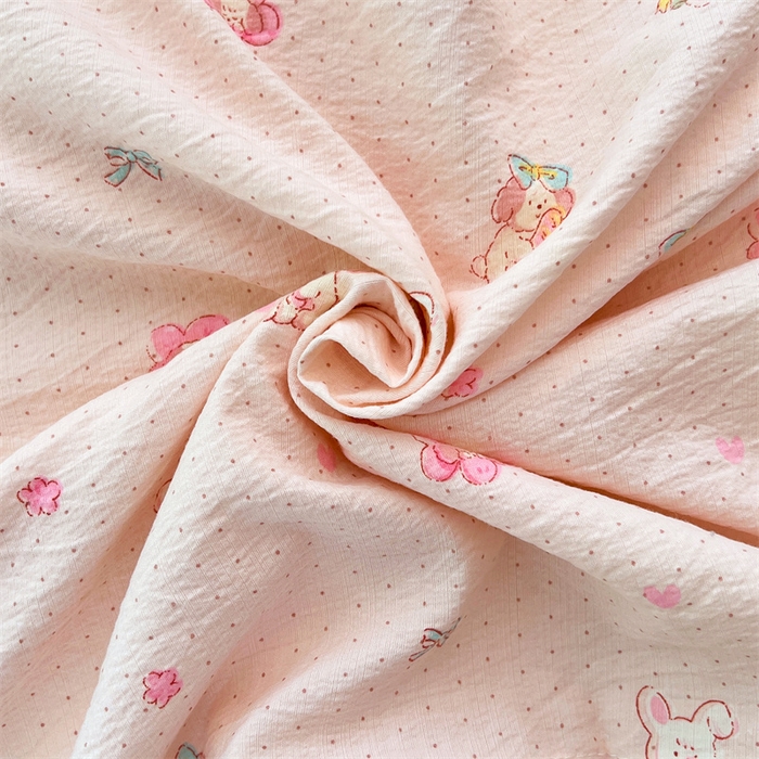 91家纺网 家纺一手货源 找家纺 梦舒羽 2025新款云感双层纱印花双人枕套情侣1.5m枕芯套1.8床枕头 花田小兔