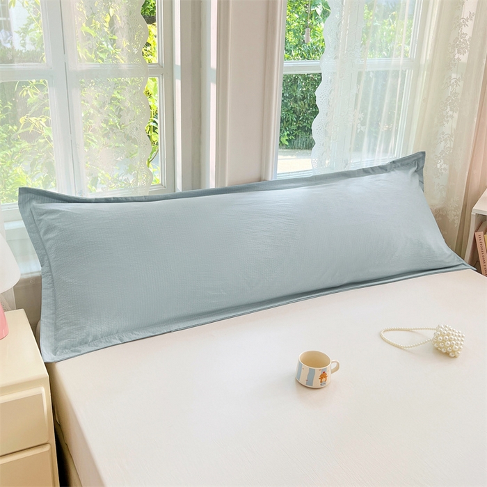 91家纺网 家纺一手货源 找家纺 梦舒羽 2025新款云感双层纱印花双人枕套情侣1.5m枕芯套1.8床枕头 夏日蓝