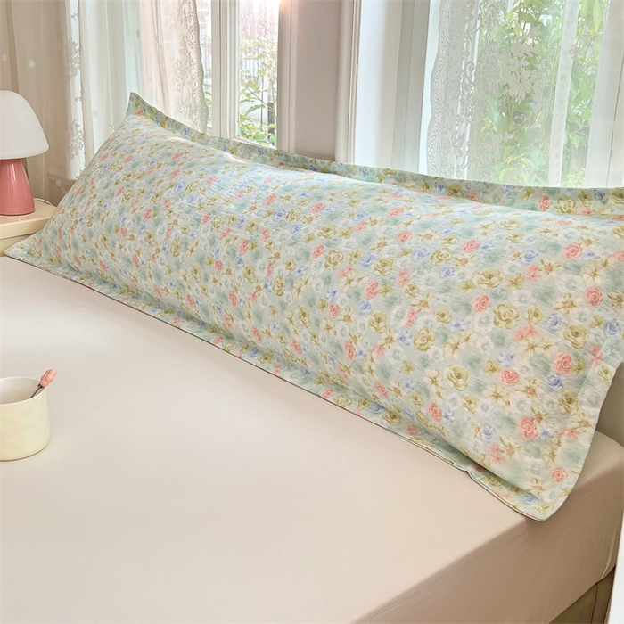 91家纺网 家纺一手货源 找家纺 梦舒羽 2025新款云感双层纱印花双人枕套情侣1.5m枕芯套1.8床枕头 春日初见