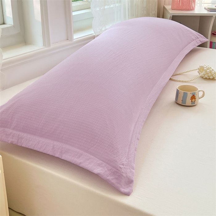 91家纺网 家纺一手货源 找家纺 梦舒羽 2025新款云感双层纱印花双人枕套情侣1.5m枕芯套1.8床枕头 暮山紫