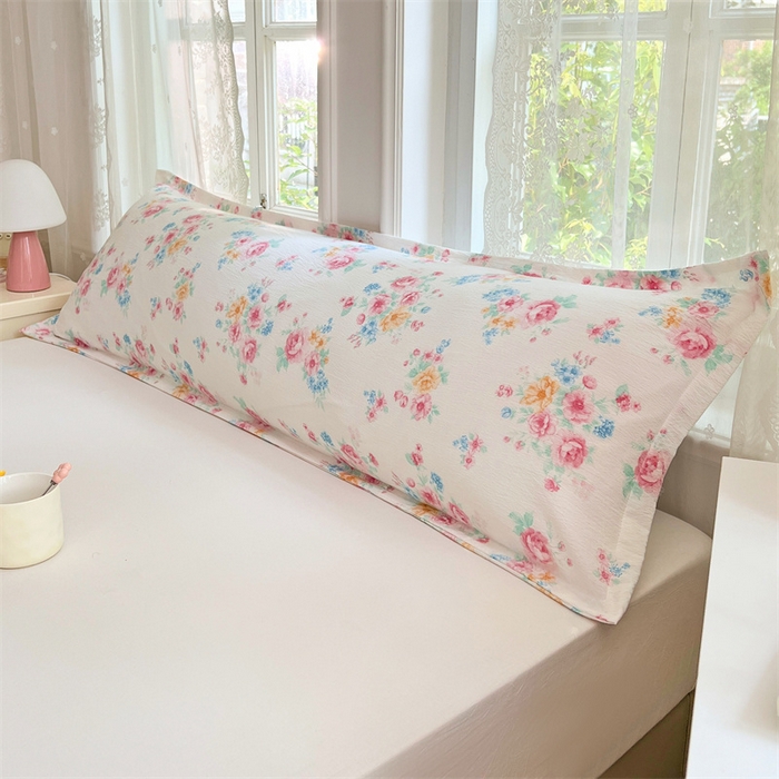 91家纺网 家纺一手货源 找家纺 梦舒羽 2025新款云感双层纱印花双人枕套情侣1.5m枕芯套1.8床枕头 朝花夕拾