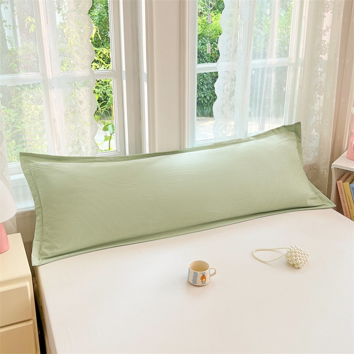 91家纺网 家纺一手货源 找家纺 梦舒羽 2025新款云感双层纱印花双人枕套情侣1.5m枕芯套1.8床枕头 抹茶绿