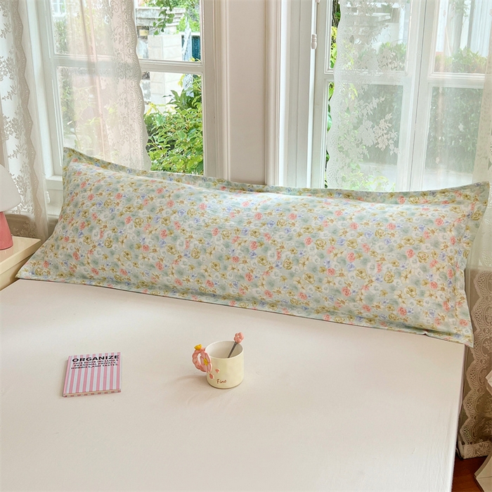 91家纺网 家纺一手货源 找家纺 梦舒羽 2025新款云感双层纱印花双人枕套情侣1.5m枕芯套1.8床枕头 春日初见