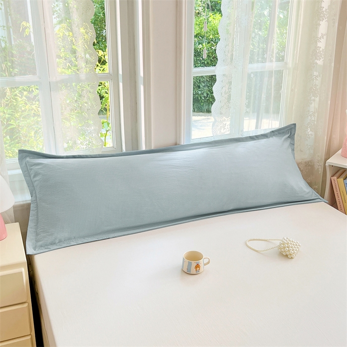 91家纺网 家纺一手货源 找家纺 梦舒羽 2025新款云感双层纱印花双人枕套情侣1.5m枕芯套1.8床枕头 夏日蓝