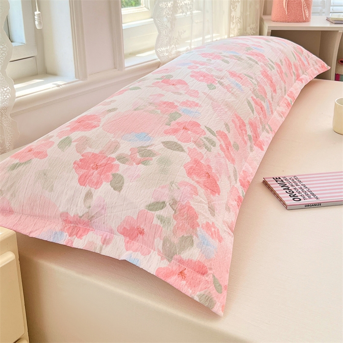 91家纺网 家纺一手货源 找家纺 梦舒羽 2025新款云感双层纱印花双人枕套情侣1.5m枕芯套1.8床枕头 倾城之恋